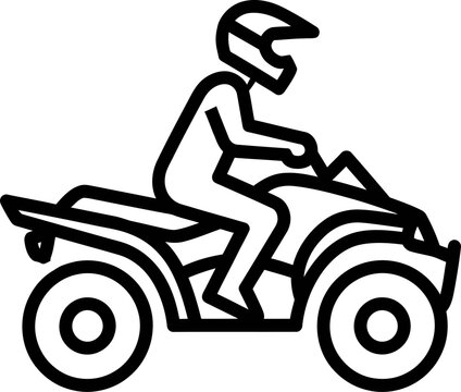 Person riding an atv quad bike icon with four wheeler transport adventure recreation isolated background activity