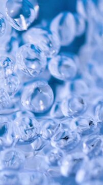 Super Slow Motion Rising Oxygen Bubbles Blue Macro 