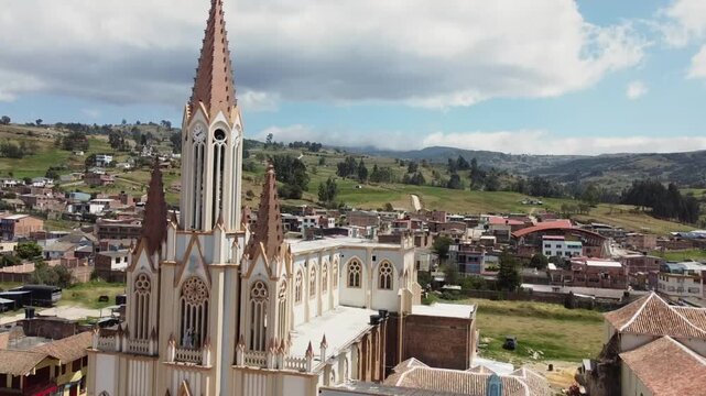 Toca, Boyac&aacute; - Colombia. March 7, 2026. Aerial drone view of Toca, a municipality with 8,971 inhabitants.
