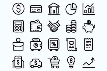 Fototapeta premium Finance and Banking Line Icons Set