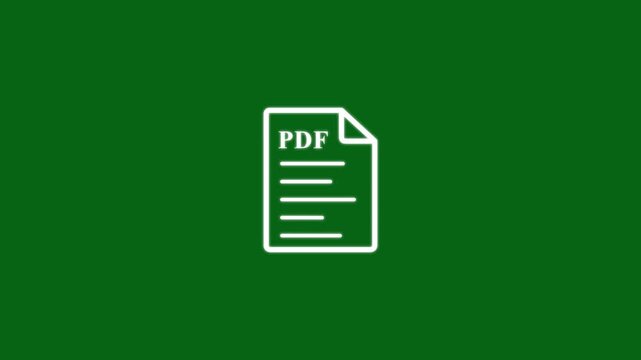Outline Icon of a PDF document on a green Background file symbol. animation