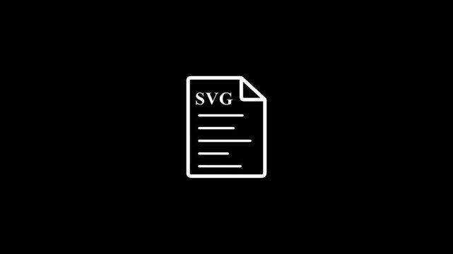 Outline Icon of a PDF document on a black Background file symbol. animation