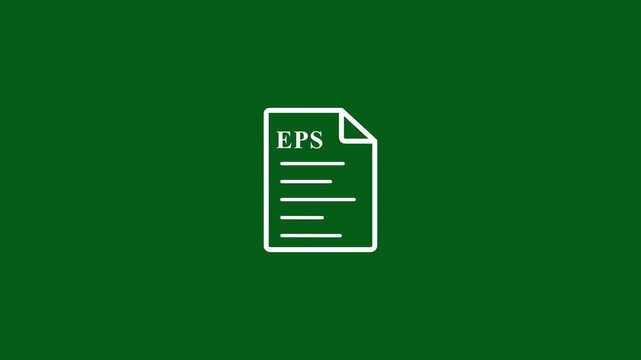 Outline Icon of a EPS document on a green Background file symbol. animation