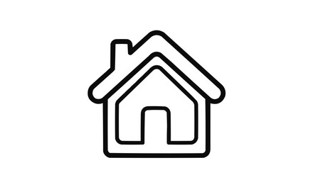Fototapeta premium Minimalist house icon in black outline.