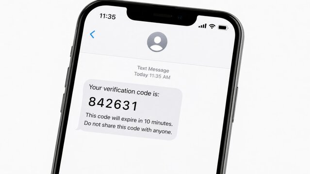 Smartphone displaying a verification code for secure access and privacy protection. concept of digital security, online authentication, safety measures