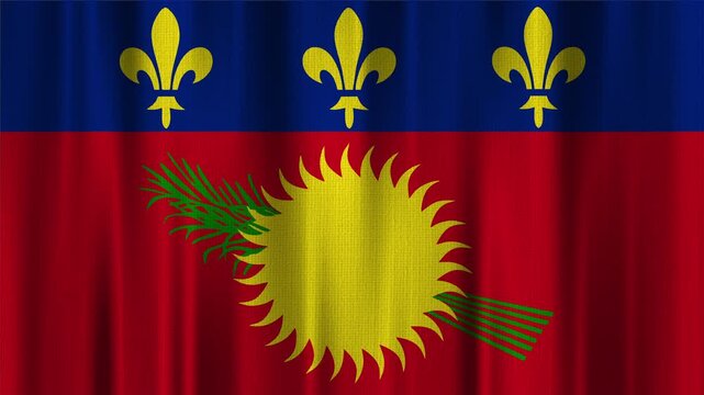 Guadeloupe Flag Animation With Fabric Texture