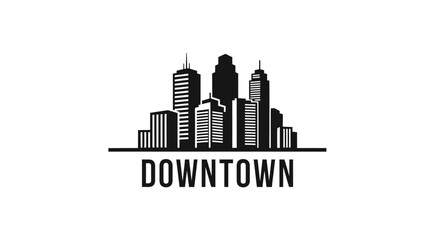 Fototapeta premium Downtown cityscape logo with skyscrapers.