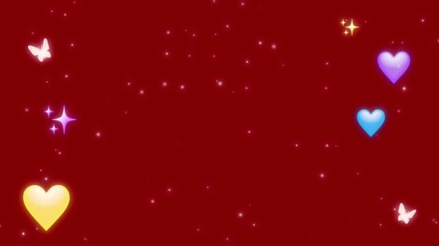 Dark Red 8B0000 Hex Code Hearts fly and twinkle. Templates for creating ads. Sale for Valentine's Day holiday. abstract looping background soft gradient animation motion graphics minimal clean temp