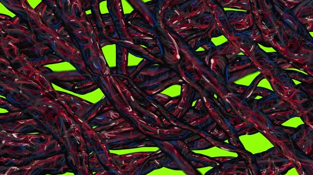 Animation of devilish tentacles capturing a green screen. Stock video transition with a horror element. Scene change in a Halloween clip in 4K.