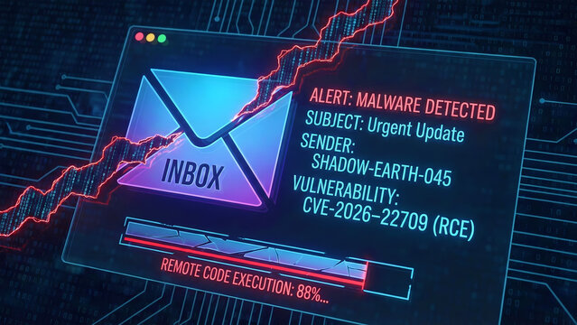 Phishing Email Attack Concept with Broken Inbox Icon and Red Malware Alert