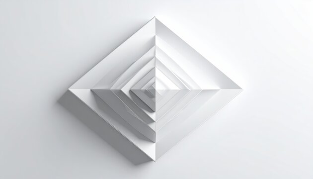 Abstract white diamond-shaped structure with receding geometric layers