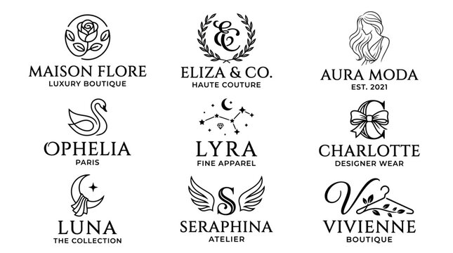 Collection of luxury fashion brand logos.
