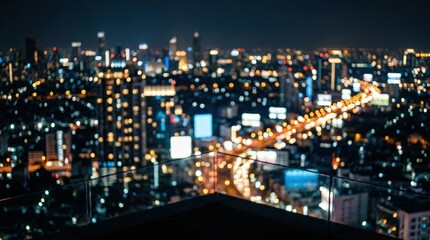 Fototapeta premium City light bokeh background, glowing urban night atmosphere, abstract nightlife mood, modern blurred backdrop for travel, design and lifestyle themes, natural light, photorealistic, high detail, crisp