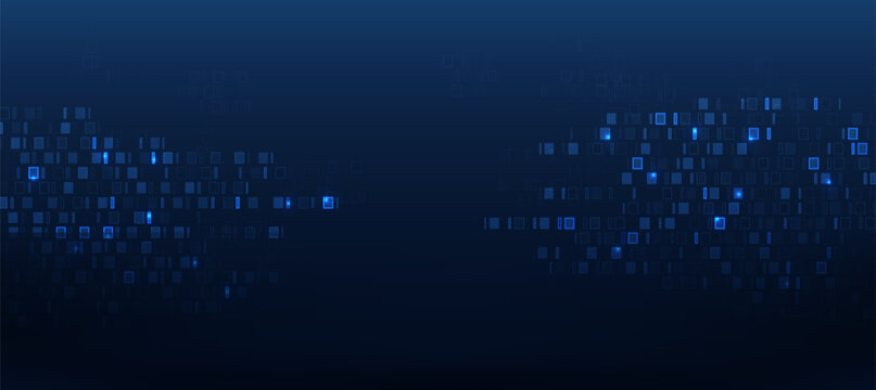 Abstract Digital Technology Background with Blue Geometric Pixels