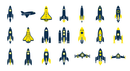Rocket Ship Collection - Space Exploration and Future Travel Icons © selang