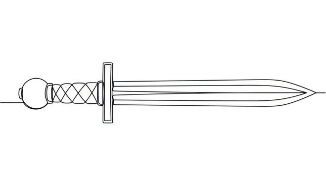 Roman Gladius Sword Illustration - Ancient Weapon Line Art