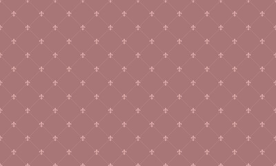 Fototapeta premium Elegant blush pink fleurdelis pattern on a dusty rose background. Perfect for wedding invitations, branding, or luxurious textile designs.