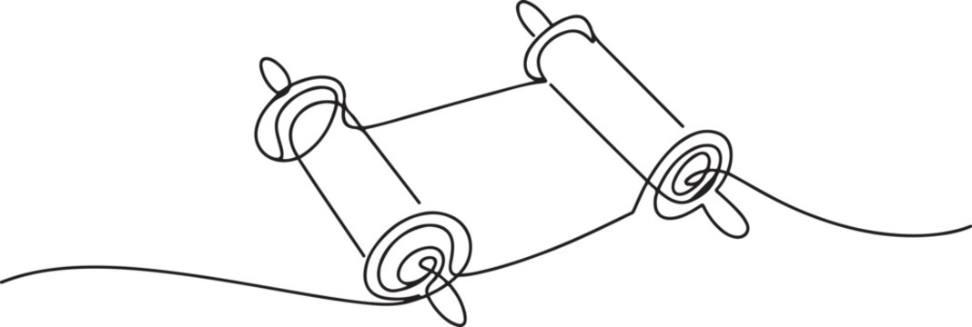 Torah scroll. One continuous line drawing. one line icon drawing vector