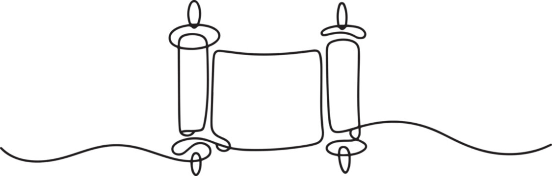 Torah scroll. One continuous line drawing. one line icon drawing vector