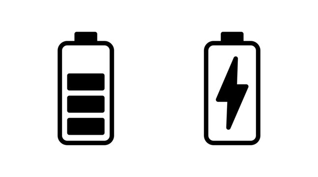 Battery icon set vector. battery charging sign and symbol. battery charge level