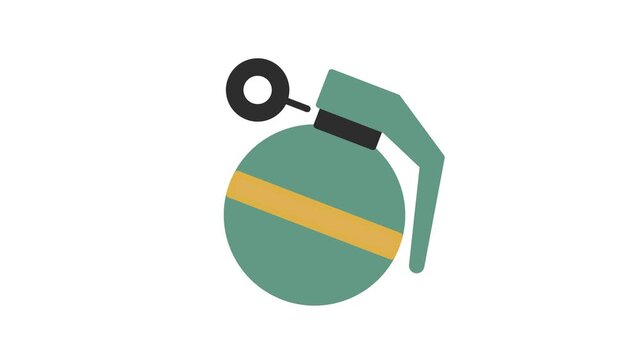 Grenade Icon, Vibrant Colored Animation, Seamless Loop, 4K Transparent Background