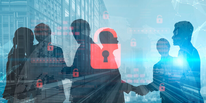 Digital security concept illustrating a cybersecurity breach, with a red unlocked padlock indicating data exposure among secure systems, emphasizing system vulnerability and risk Vouch