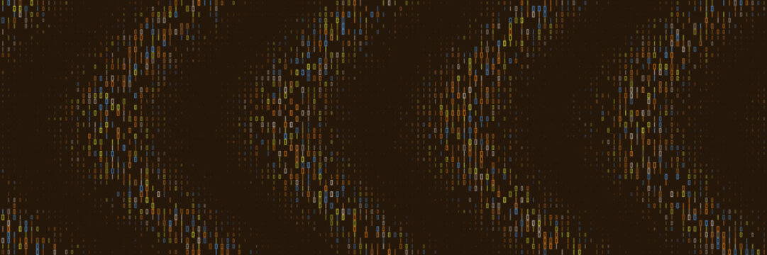 Abstract Digital Data Flow Background with Vertical Colorful Pill Shaped Elements in Curved Wave Pattern