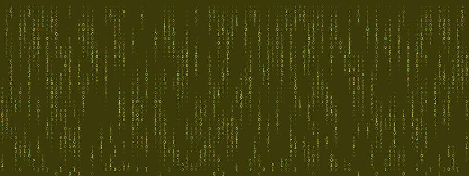 Digital Binary Code Rain Background with Falling Green Numbers and Data Stream Abstract Technology Concept