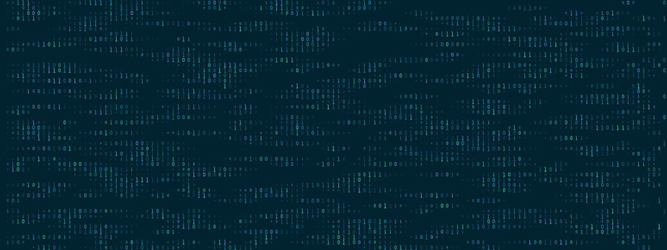 Abstract Binary Code Wave Background with Digital Data Flow and Cyber Security Concept