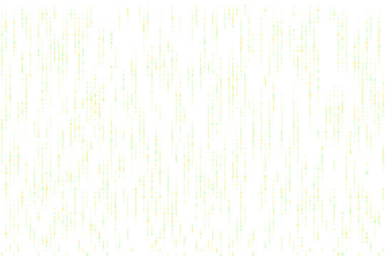 Digital Binary Code Rain Background with Falling Green and Yellow Numbers on White Backdrop