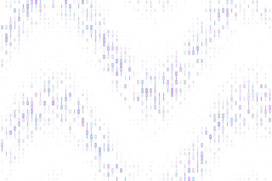Abstract Digital Data Pattern with Blue and Purple Rectangular Outlines on White Background