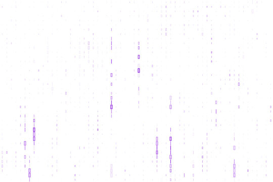 Abstract Digital Data Stream Background with Purple Vertical Binary Code Lines