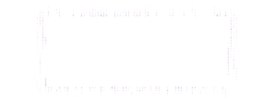 Binary Code Rectangular Frame Border Design with Digital Data Stream Pattern on White Background