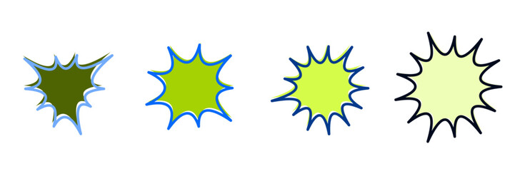 Set of Four Green Starburst Explosion Shapes for Graphic Design Elements and Comic Book Style Callouts © SimpleDesignStudio