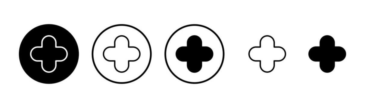 Plus icon logo design. Add plus sign and symbol