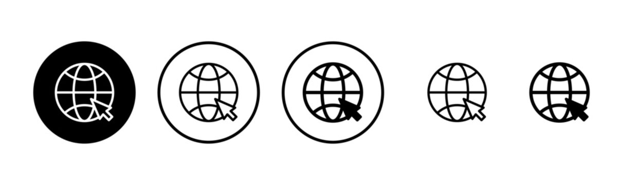 Web icon logo design. go to web sign and symbol. web click icon. Global search icon