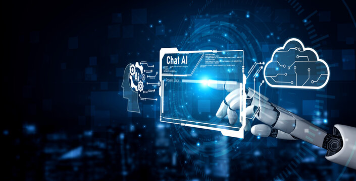 AI Virtual Assistant Artificial Intelligence Chatbot Controlled by Prompt Engineering for Explainable Generative AI information and LLM Deep Learning Technology for Smart Business Work Support. Vouch