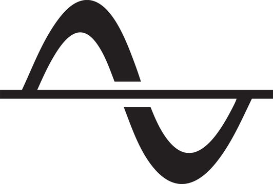 Black waveform sine wave frequency icon with waveform, frequency