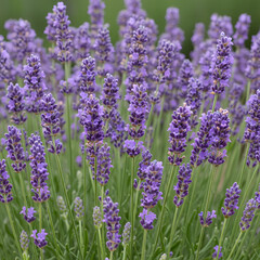 Naklejka premium Closeup of vibrant lavender flowers in full bloom capturing natural beauty.