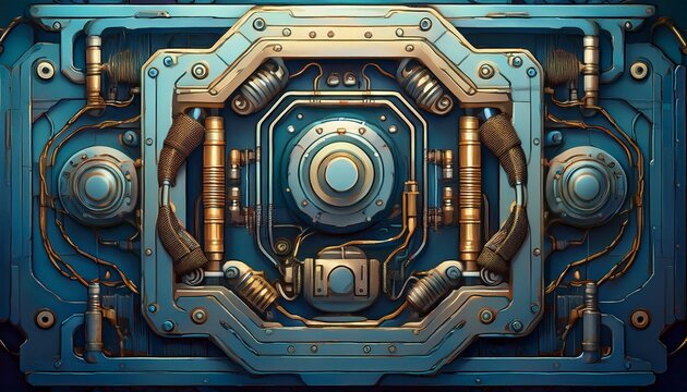 industrial metal machine panel with bolts cables and mechanical texture