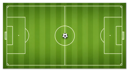 Obraz premium A green soccer field with white lines and a ball
