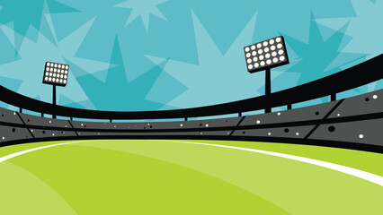 Stadium comic banner fish eyes view punchy style have blank space. © Wasitt