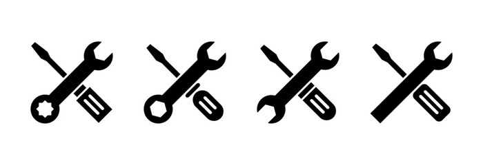 Naklejka premium Repair tools icon symbol for apps and websites. tool sign and symbol. setting icon. Wrench and screwdriver. Service