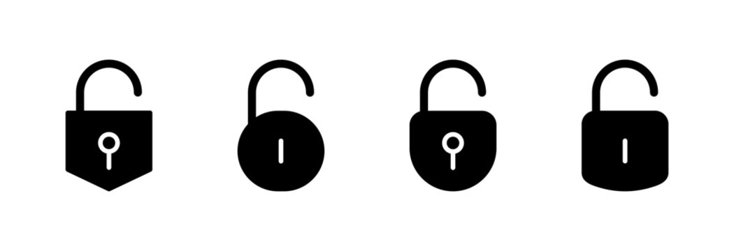 Unlock icon symbol for apps and websites. Unlock sign and symbol. unlocked padlock icon