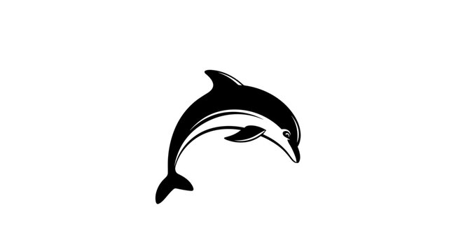Black silhouette of a dolphin swimming 2.