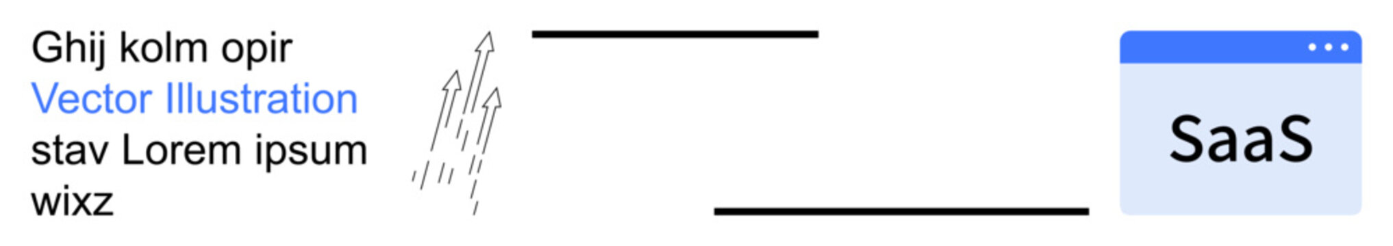 SaaS products, software interfaces, online services, cloud solutions, business tools, design utilities. Browser window tab labeled SaaS with placeholder text. SaaS products and software interfaces