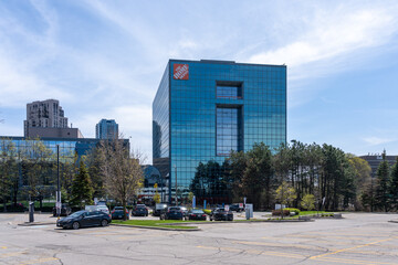 Naklejka premiumNorth York, Ontario, Canada - April 26, 2026: The Home Depot Canadian headquarters on Concorde Gate in North York, Ontario, Canada. Home Depot is an American multinational home improvement retail co