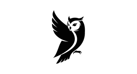 Fototapeta premium Black silhouette of flying owl bird.