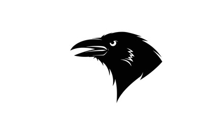 Fototapeta premium Black silhouette of raven bird head 1.