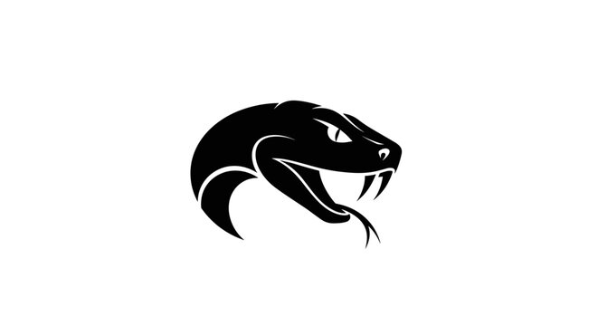 Black snake head with fangs.